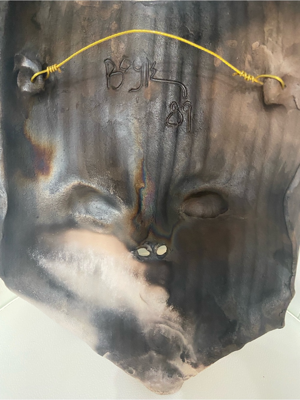 Vintage 1989 Ceramic Art Mask Face Wall Hanging Sculpture Signed Boyle 89 - Picture 10 of 17